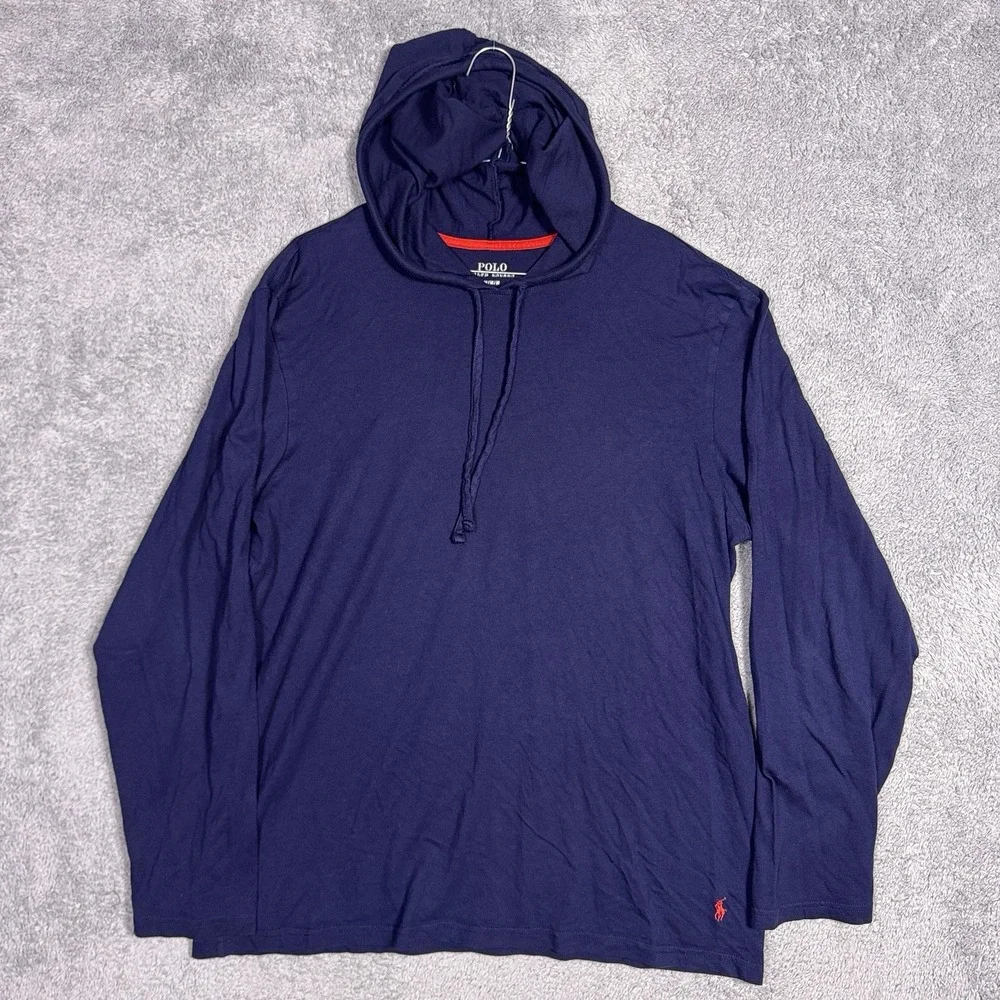 Polo Ralph Lauren Hoodie Mens M Blue Pullover Jersey Soft Pima Modal Pony
